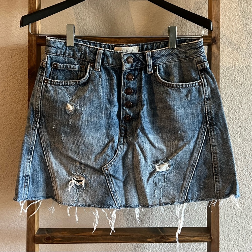 FreePeople denim mini skirt